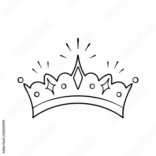 Outline a crown with diamond radiating lines on a tiara royalty