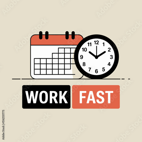 Time Management for Efficient Work graphic design featuring calendar and clock emphasizing the concept working quickly and efficiently time management productivity efficiency work fast calendar
