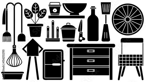 set of kitchen tools and accessories