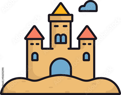 Colorful Sandcastle Illustration: A whimsical architectural design.