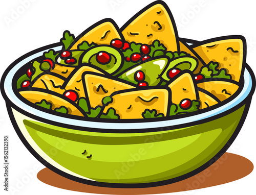 illustration of a bowl with fruit and vegetables