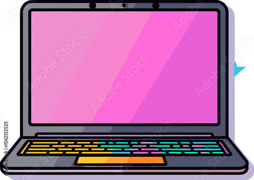 Vibrant Laptop Illustration for Modern Tech and Design Projects