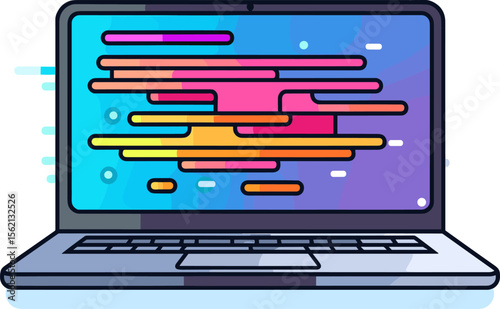 Modern Laptop with Abstract Colorful Design for Technology and Business Use