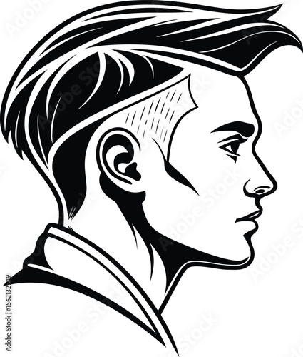 Modern man s silhouette featuring a stylish undercut hairstyle perfect for fashion lifestyle or barber shop branding