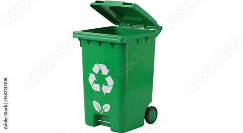 Isolated Green Recycle Bin