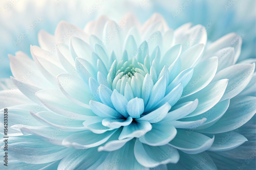Obraz premium Light Sky Blue Chrysanthemum Flower Close Up Soft Petals
