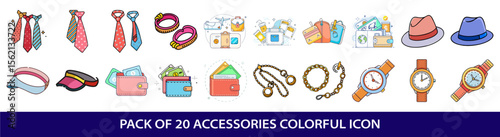 Comprehensive Collection of Colorful and Detailed Fashion and Travel Accessories Icons