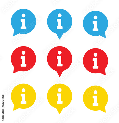 
Set of colorful Information sign icons, service, guide for web or app with line style on white background
