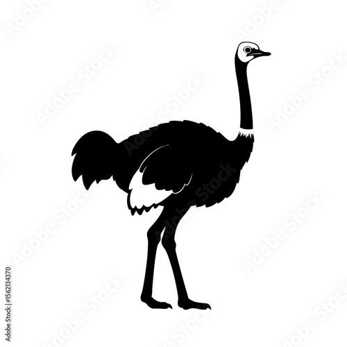 Silhouette illustration of a standing ostrich