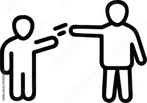 Simple line art drawing of two figures interacting with each other