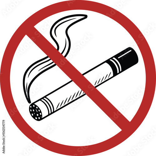 No smoking symbol with extinguished cigarette a graphic illustration for health and safety awareness