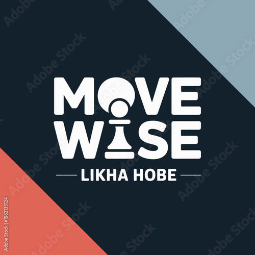 Move Wise Logo Featuring a Chess Pawn A Modern Design with Bold Typography and Geometric Color Blocking for a Strategic and Intelligent Brand Identity logo