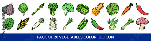 Colorful Illustration of a Variety of Fresh Vegetables and Herbs, A Healthy Selection