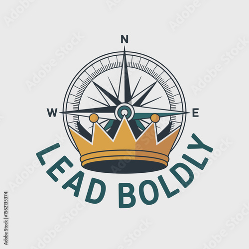 Aspirational Leadership Logo Featuring a Compass and Crown Encouraging Bold Leadership and Direction Set Against a Clean Background for Impactful Branding and Visual Communication This