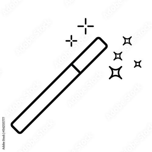 Magic tool with sparkling effect line icon for fantasy charm user interface wizardry application enchantment spell design vector illustration.