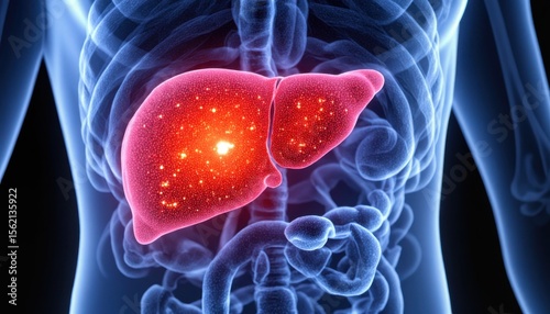 Liver anatomy visualization human body medical illustration educational environment 3d viewpoint health concept