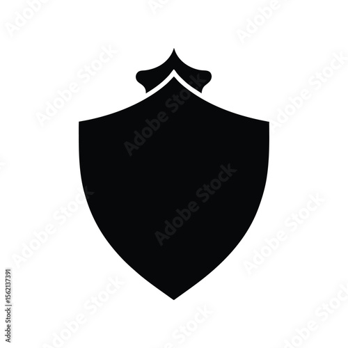 Classic heraldic shield silhouette with curved vector illustration