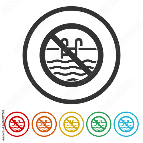 No swimming icon. Set icons in color circle buttons