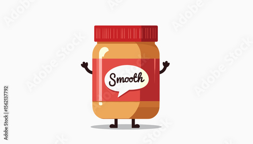 Cheerful peanut butter jar standing tall with smooth label, fun concept