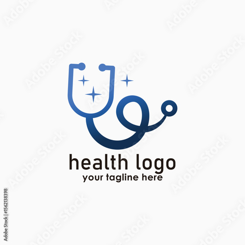 stethoscope logo template, health design vector, technology inspiration