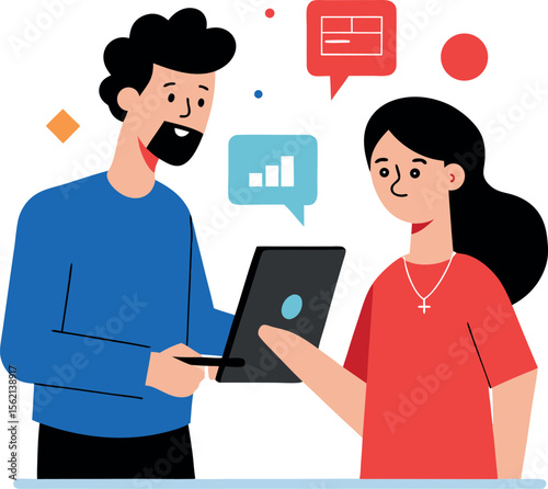 Designer Showcasing Portfolio on Tablet