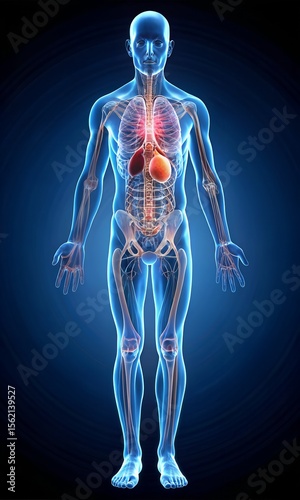 Kidneys in Human Body 3D Hologram Style Medical Visual