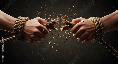 Breaking Free Powerful Image of Two Hands Severing a Rope