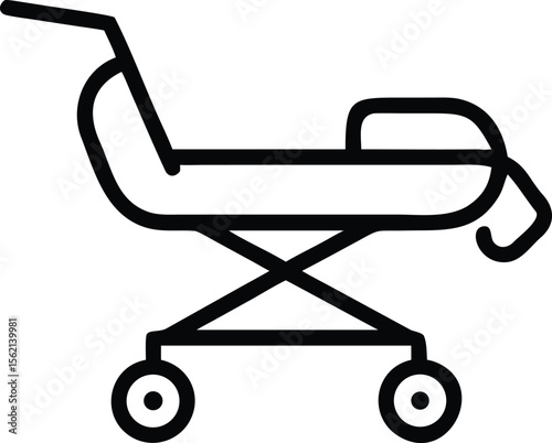 Stretcher line icon illustration, medical equipment for patient transport, healthcare design element, assistance symbol