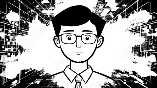 Abstrakter Vektor Hintergrund mit Avatar - Technologie mit Elementen - Digitale Module und Strukturen - Design Element Ebene - Wissenschaft