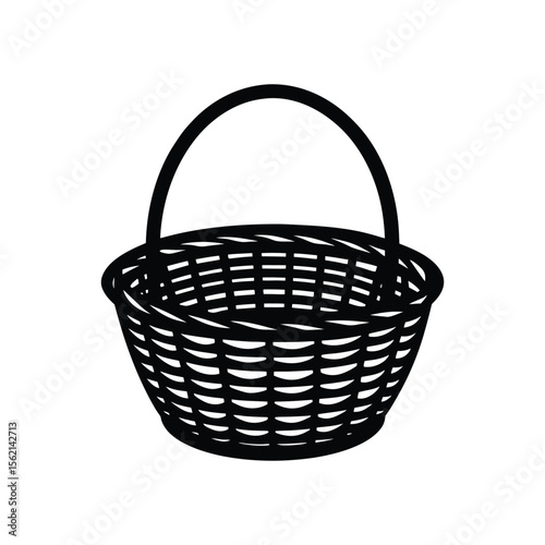 Wicker basket silhouette icon vector illustration