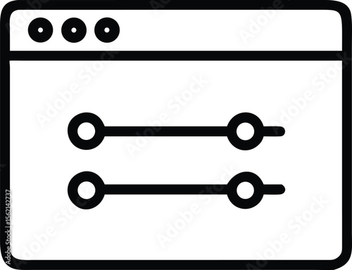Window with slider controls icon for user interface design