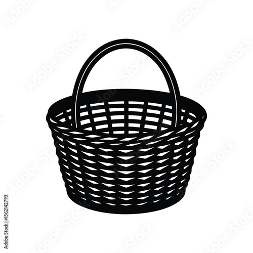 Wicker basket silhouette vector art illustration