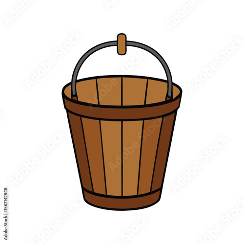 Wood bucket vector illustration