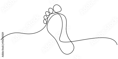 One line drawing of a Footprints, Ecological Footprint Continuous Line Editable Icon, Human foot print continuous one line drawing, Footprint - Environment Thin Line Icon, Foot Print Drawing