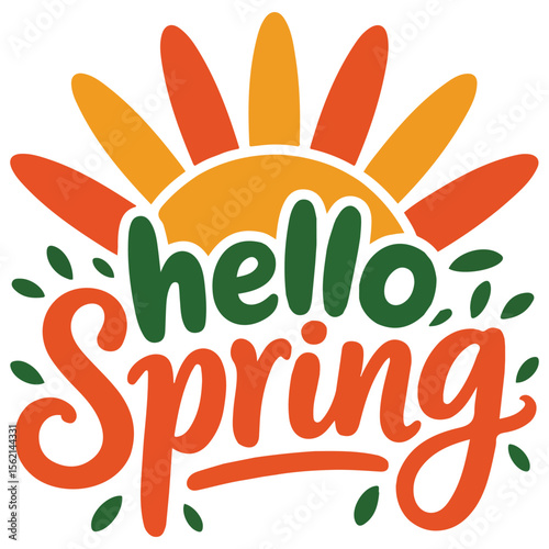 Spring season greeting text design isolated vector illustration on white background