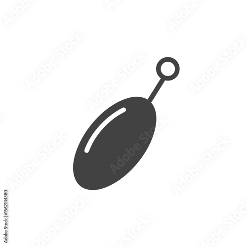 vector icon of casting fishing sinker, bullet shape, lead or steel, fishing gear
