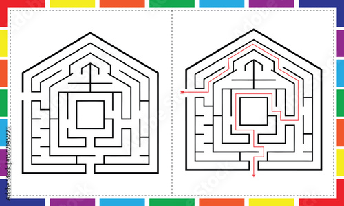 Octagonal Maze Puzzle – Black and White Educational Game for Kids