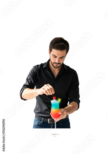 Man decorating a cocktail
