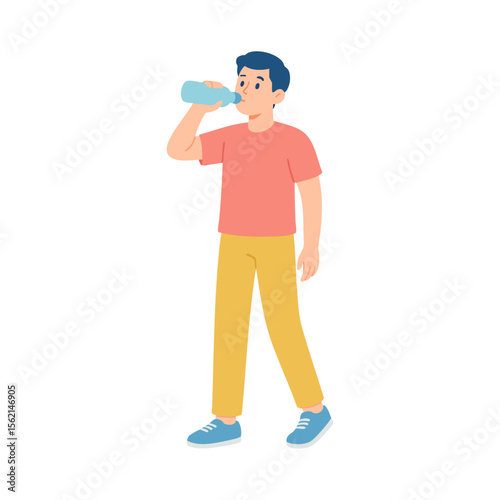 man drinking water illustration