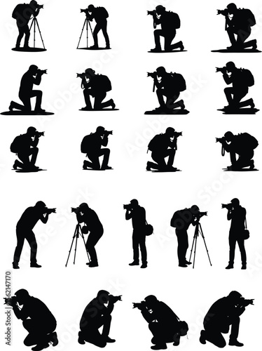 Photographer Silhouettes A Collection of 20 Poses for Stock Photography and Design