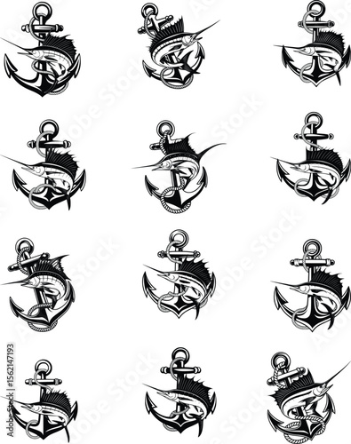 Marlin Fish And Anchor Svg Bundle, Fishing Vector