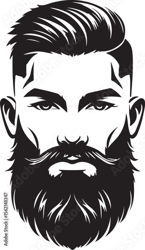 Monochrome Vector Illustration of a Man with a Beard