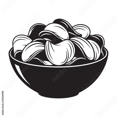 Light and crunchy textures – Potato chips silhouette rendered in simple Potato chips vector – Potato chips illustration


