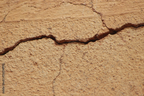 A close up shot of a cracked wall