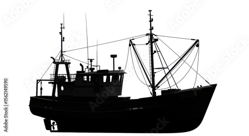 Isolated Fishing Boat Silhouette