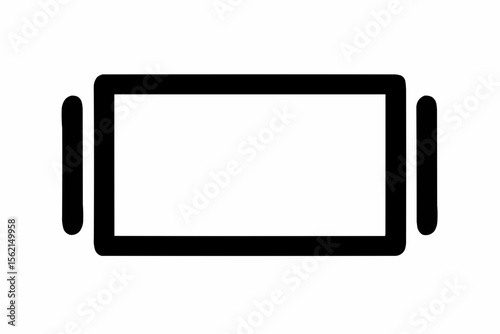 Simple black and white illustration of a battery icon with rounded edges and low charge level indicator