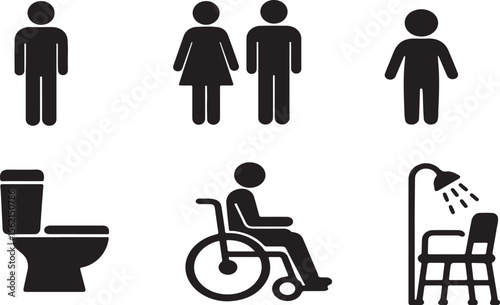 Set of Standard Restroom Signs and Symbols for Public Facilities