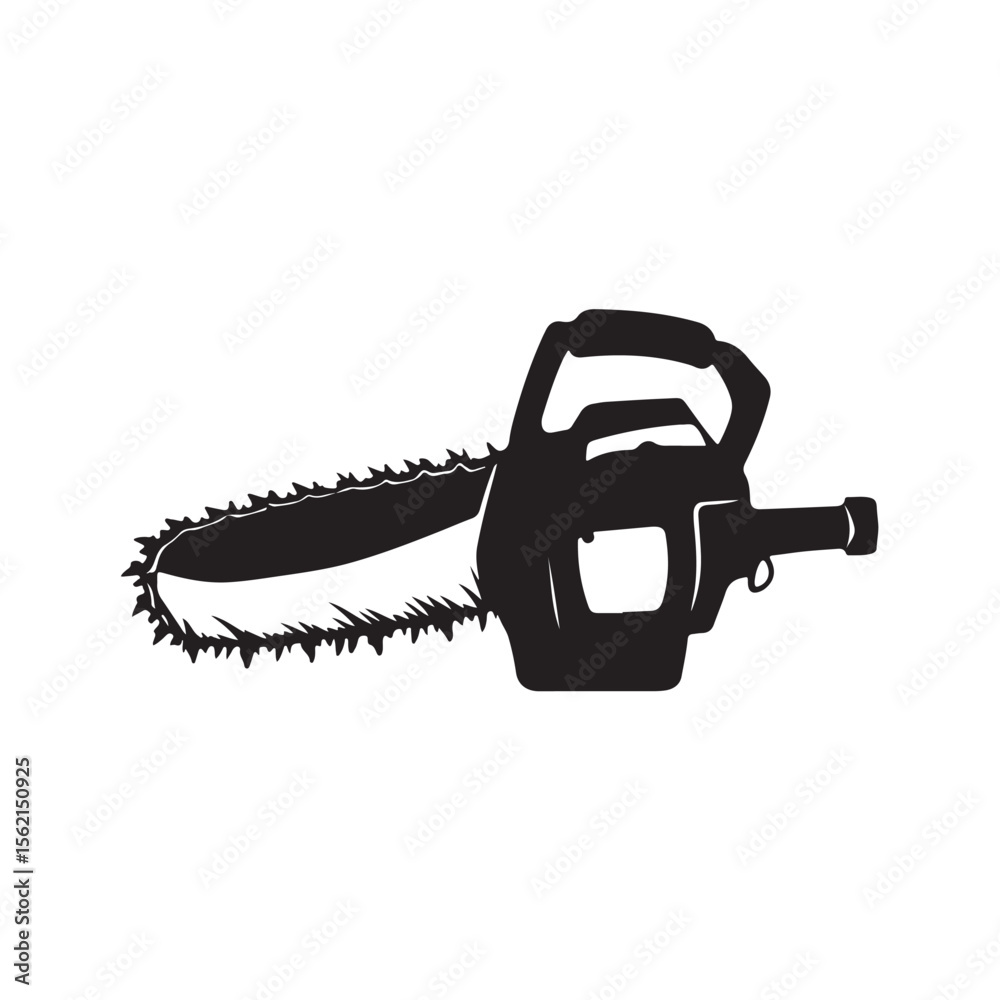 Fototapeta premium Chainsaw Silhouette, Chainsaw vector silhouette illustration isolated on white background, Chainsaw Machine Silhouette. 