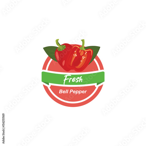 Fresh bell pepper label vector illustration