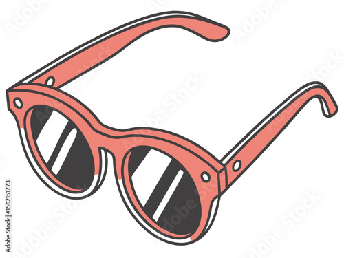 Stylish coral sunglasses with dark lenses and white outline detail